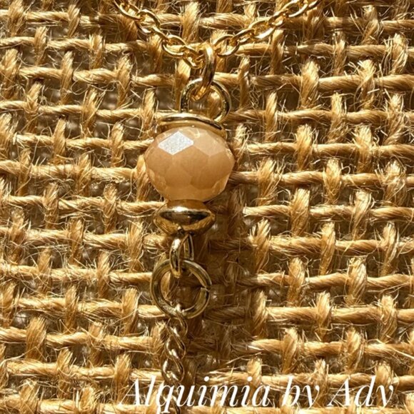 Minimal Vermeil Gold Necklace • Tiny Crystal Drop • TASSEL - Picture 2 of 3